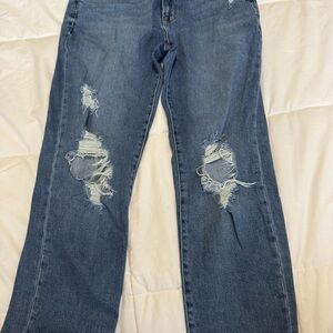 GAP Women's Straight Leg Distressed Jeans - Blue